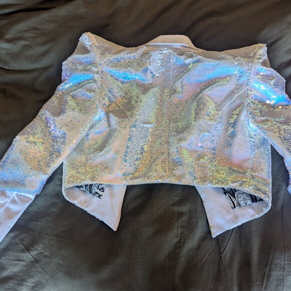 White FESTIVAL BURNING MAN "Stardust Cropped Sequin Jacket" - Picture 7 of 8